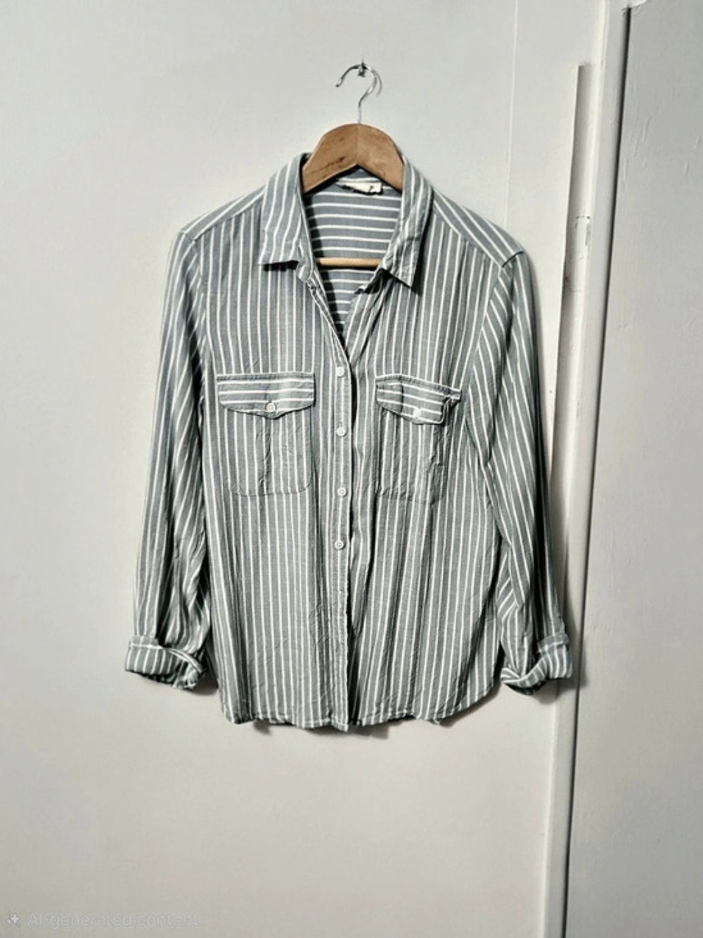 beachlunchlounge Striped Rayon Button Down Shirt Size Medium
